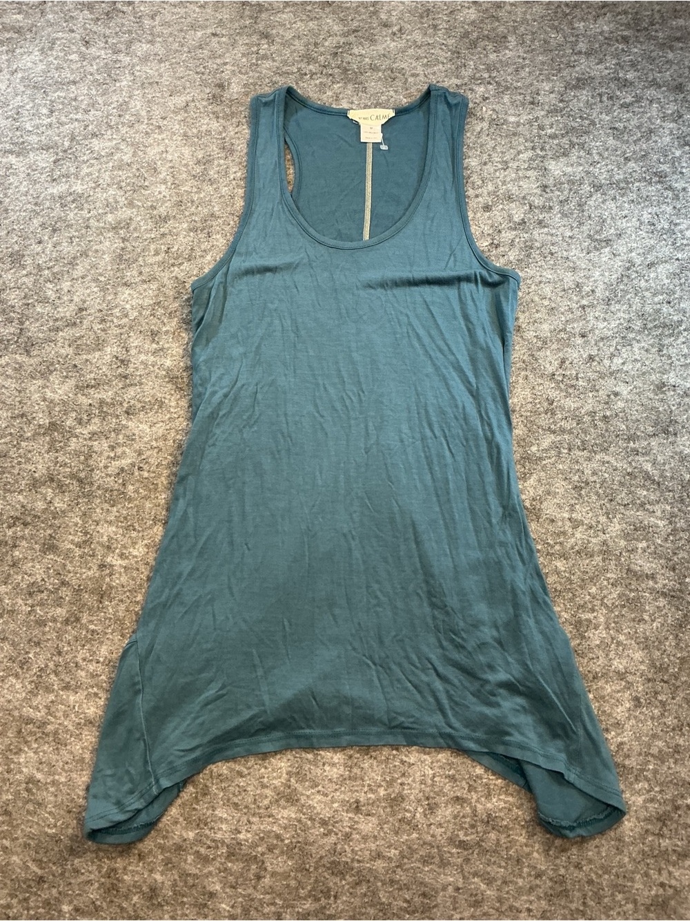 Johnny Was Calme | MADE IN USA Teal Asymmetrical Hem Scoop Neck Tank Size M